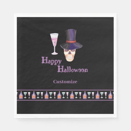 Serviettes en papier Crâne d'Halloween avec potion (Devant)