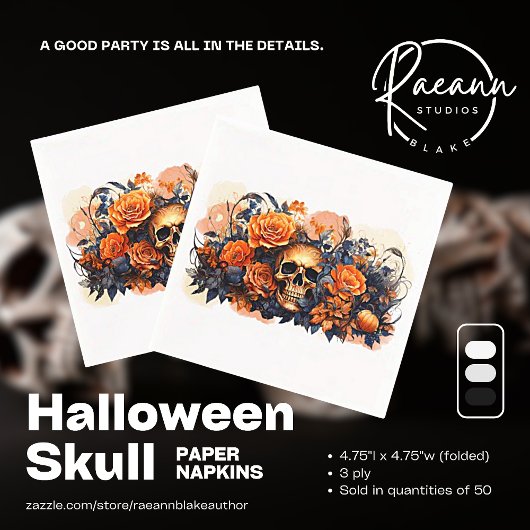 Serviettes en papier crâne d'Halloween effrayant