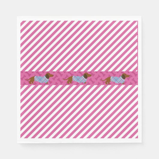 Serviettes en papier Dachshund rose (Devant)