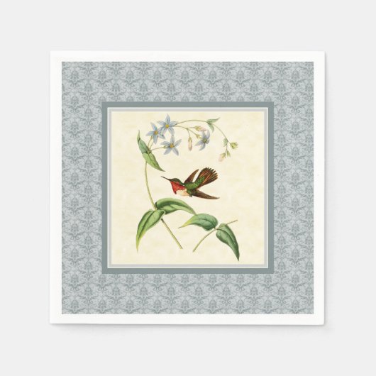 Serviettes en papier damassé bleu Scintillant (Devant)