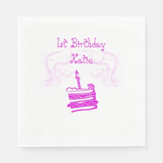 Serviettes en papier de 1er anniversaire pour fill (Devant)