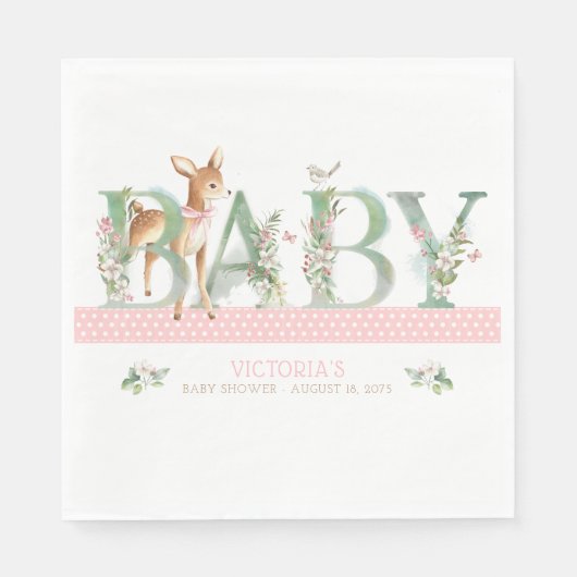 Serviettes en papier de Baby shower de cerf de Gir (Devant)