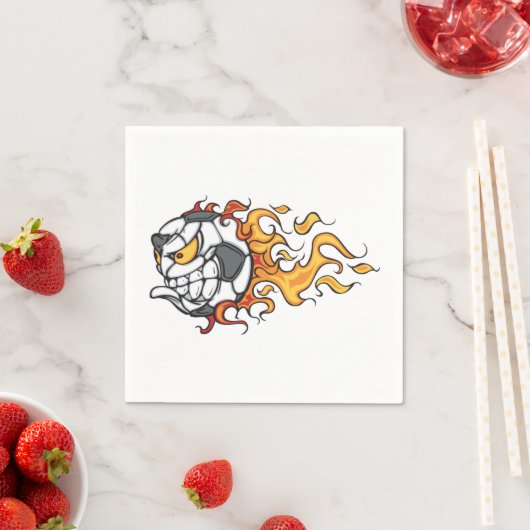 Serviettes en papier de balle de soccer flamboyant (En situation)