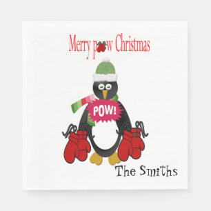 Serviettes en papier de boxe, Joyeux pingouin de N