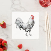 Serviettes en papier de coq de Hambourg en argent (En situation)