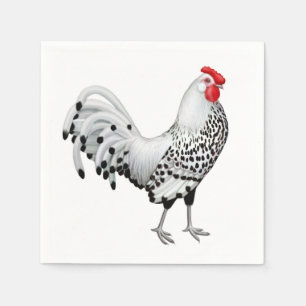 Serviettes en papier de coq de Hambourg en argent