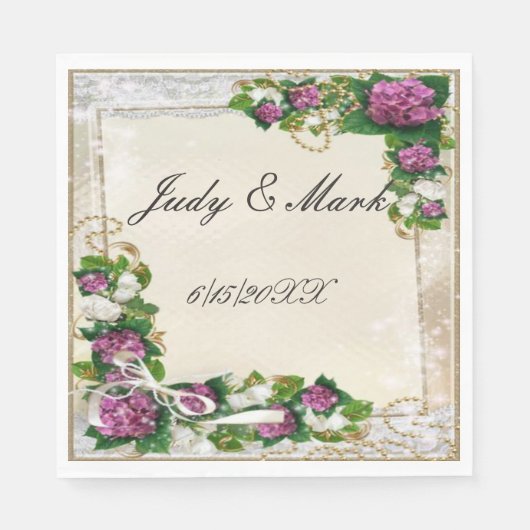 Serviettes En Papier De Dentelle Et Hydrangée Viol (Devant)