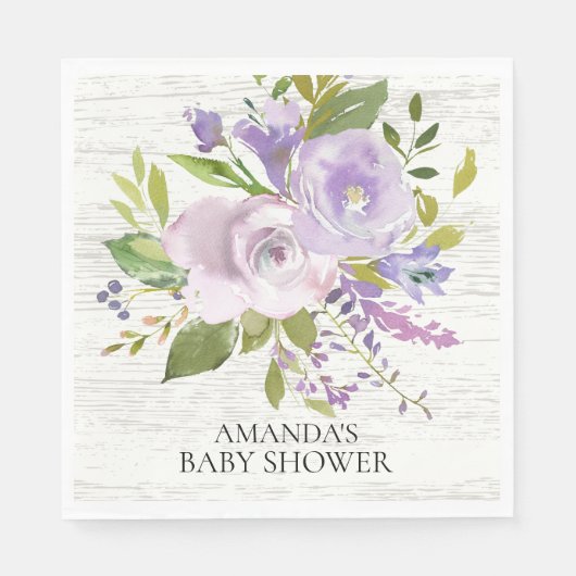 Serviettes en papier de douche à fleurs violet rus (Devant)