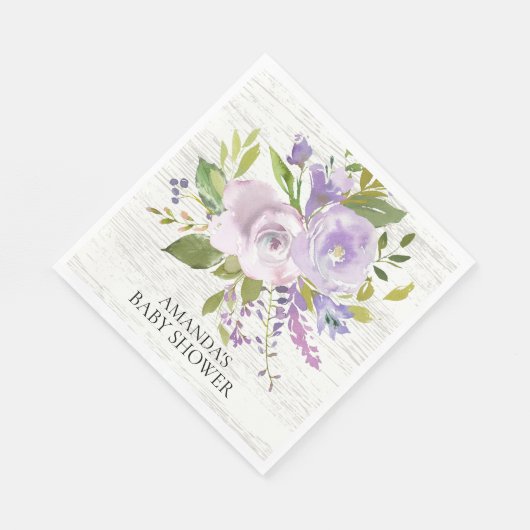 Serviettes en papier de douche à fleurs violet rus (Coin)