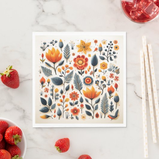 serviettes en papier de fleurs mignonnes (En situation)