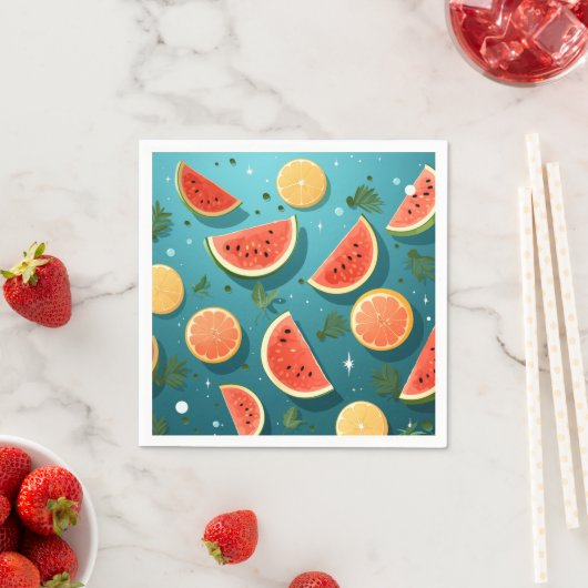 serviettes en papier de fruits mignons (En situation)