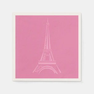Serviettes en papier de la Tour Eiffel rose de Par