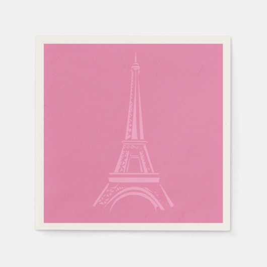 Serviettes en papier de la Tour Eiffel rose de Par (Devant)