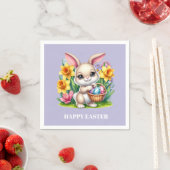 Serviettes en papier de lapin de Pâques (En situation)