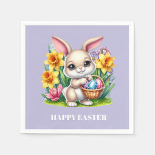 Serviettes en papier de lapin de Pâques