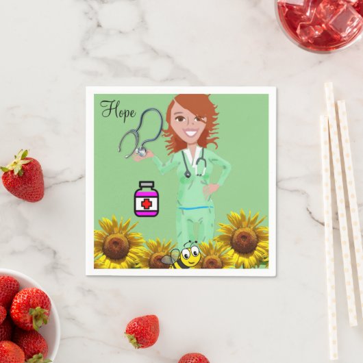 Serviettes en papier de l'infirmière de tournesol (En situation)