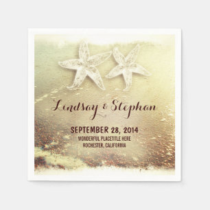 serviettes en papier de mariage de plage mignonnes