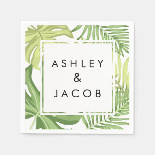 Serviettes en papier de mariage de plage tropicale