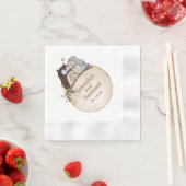 Serviettes en papier de mariage rustique avec hibo (En situation)