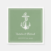 Serviettes en papier de mariage vert mousse avec a (Devant)