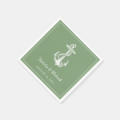 Serviettes en papier de mariage vert mousse avec a (Coin)