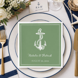 Serviettes en papier de mariage vert mousse avec a