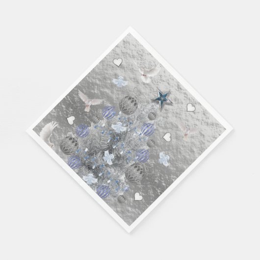 Serviettes en papier de Noël, Arbre en argent bleu (Coin)