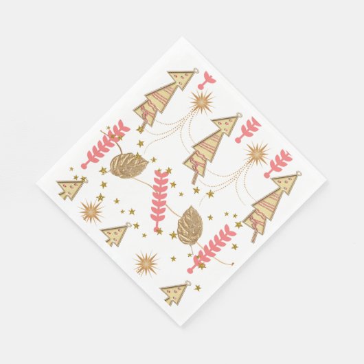 Serviettes en papier de Noël, arbres dorés (Coin)
