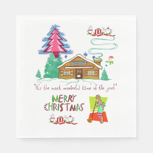 Serviettes en papier de Noël, Dame de nettoyage (Devant)