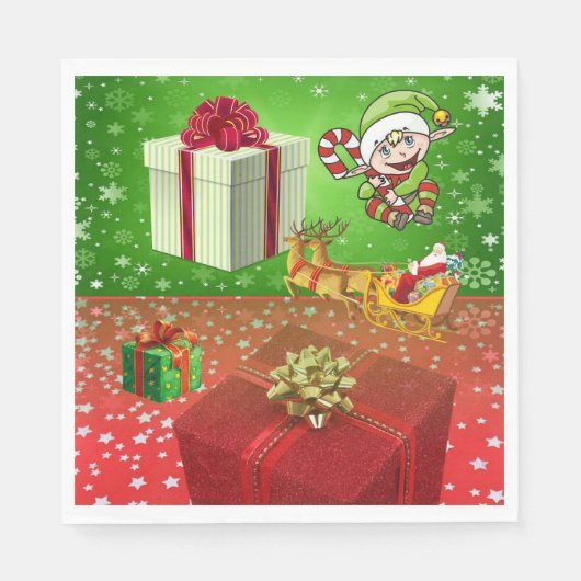 serviettes en papier de Noël, elfe (Devant)