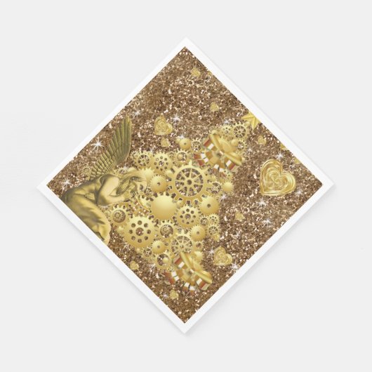 serviettes en papier de Noël, Joyeux ange en or (Coin)