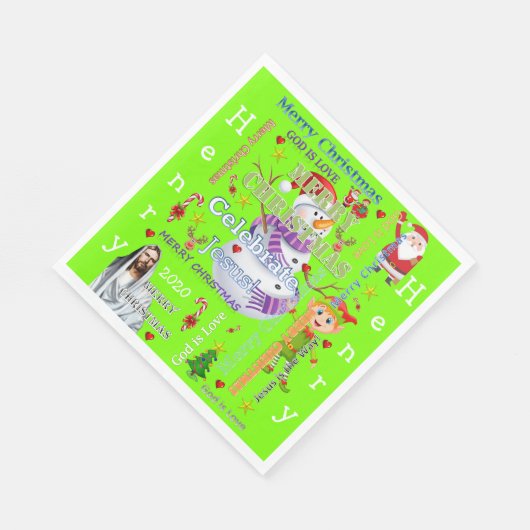 Serviettes en papier de Noël, Joyeux Jésus Père No (Coin)