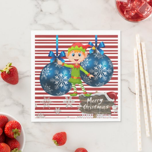 Serviettes en papier de Noël, Joyeux Noël Elfe (En situation)