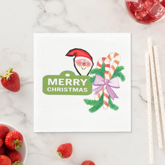 Serviettes en papier de Noël, Joyeux Noël Père Noë (En situation)