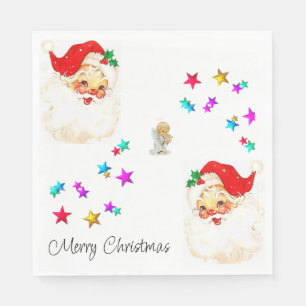 Serviettes en papier de Noël, Père Noël Vintage An