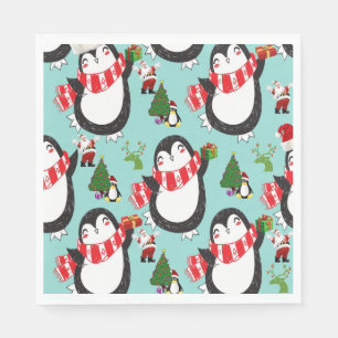 serviettes en papier de Noël, pingouin