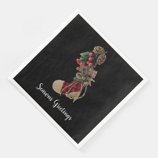 Serviettes en papier de Noël rustique (Coin)