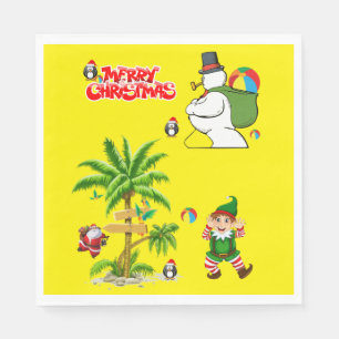 Serviettes en papier de Noël, Santa Claus de plage