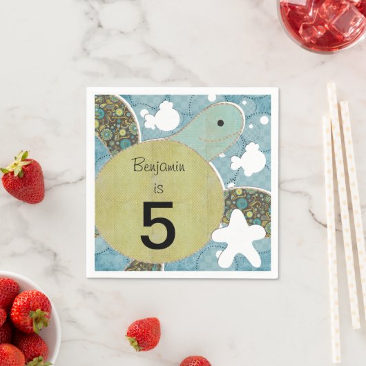 Serviettes en papier de tortue marine customisées (En situation)