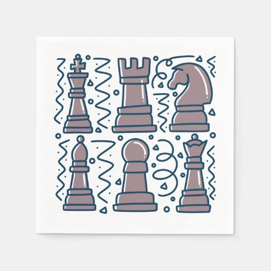Serviettes en papier d'échecs, Fête de jeu de soci (Devant)