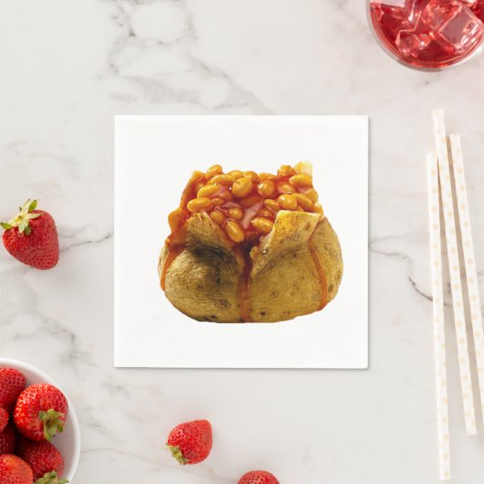 Serviettes en papier design "Jacket Potatet Fèves" (En situation)