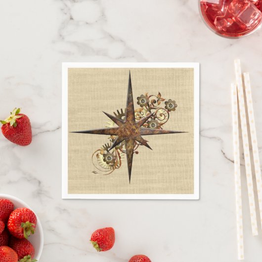 Serviettes en papier d'étoile Compass Steampunk (En situation)