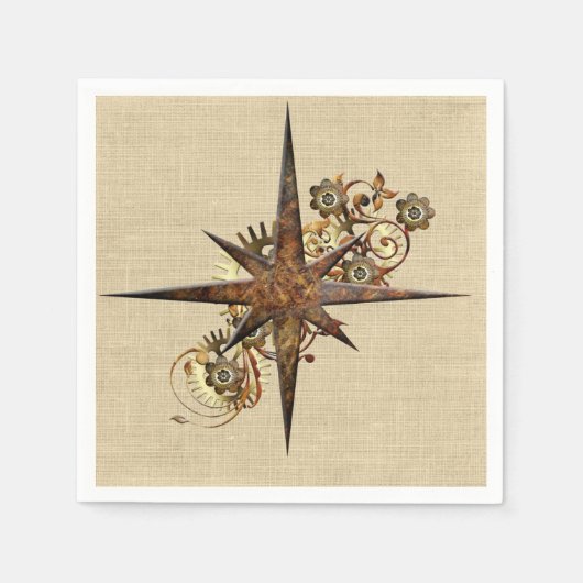Serviettes en papier d'étoile Compass Steampunk (Devant)