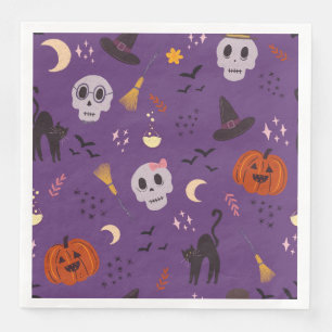 Serviettes en papier d'Halloween - Crânes, Citroui