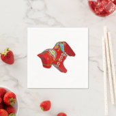 Serviettes en papier diagonal Chunky Dala Horse (En situation)