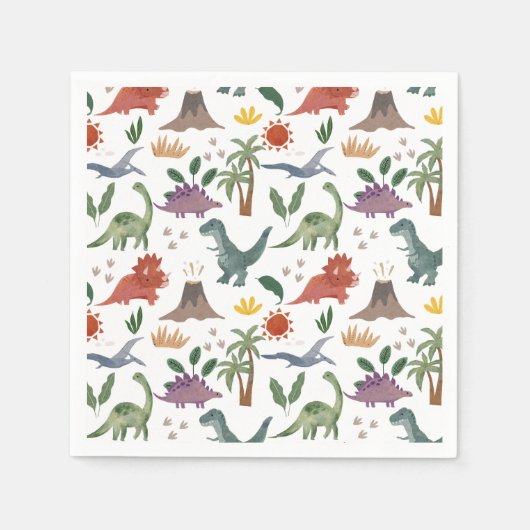 Serviettes En Papier Dinosaures Jolies Et Élégante (Devant)