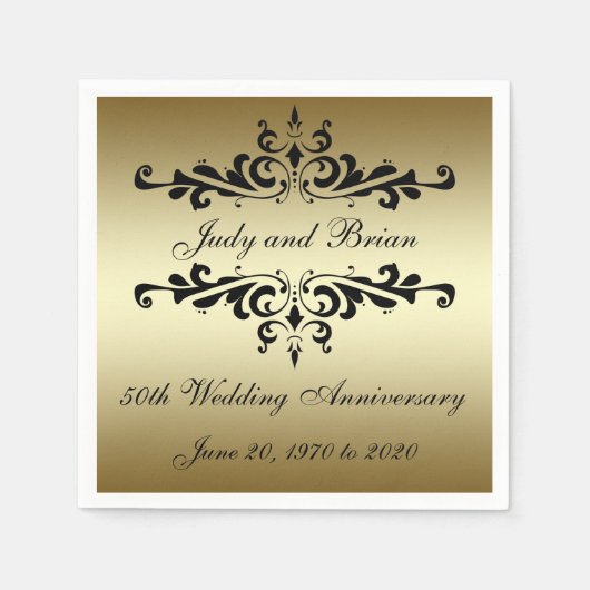 Serviettes en papier du 50e anniversaire du Mariag (Devant)