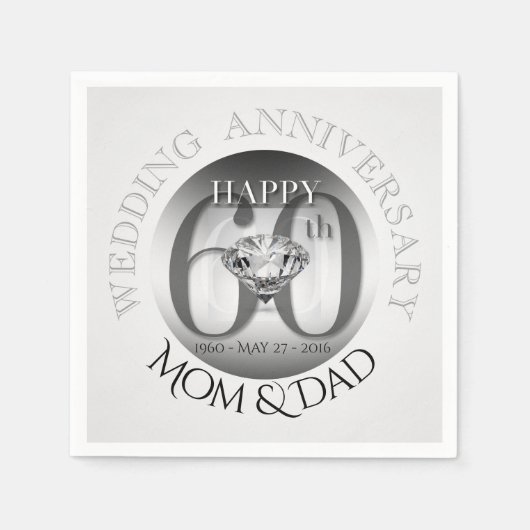 Serviettes en papier du 60e anniversaire du Mariag (Devant)