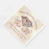 Serviettes en papier écru, or rose pour anniversai (Coin)