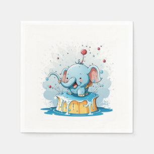 Serviettes en Papier Eléphant Bleu Heureux